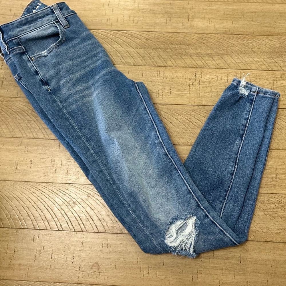 American Eagle Outfitters Blue Distressed Skinny Jeans